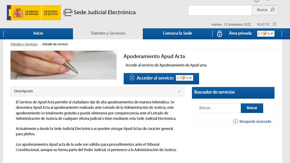 Página principal de la Sede Judicial Electrónica